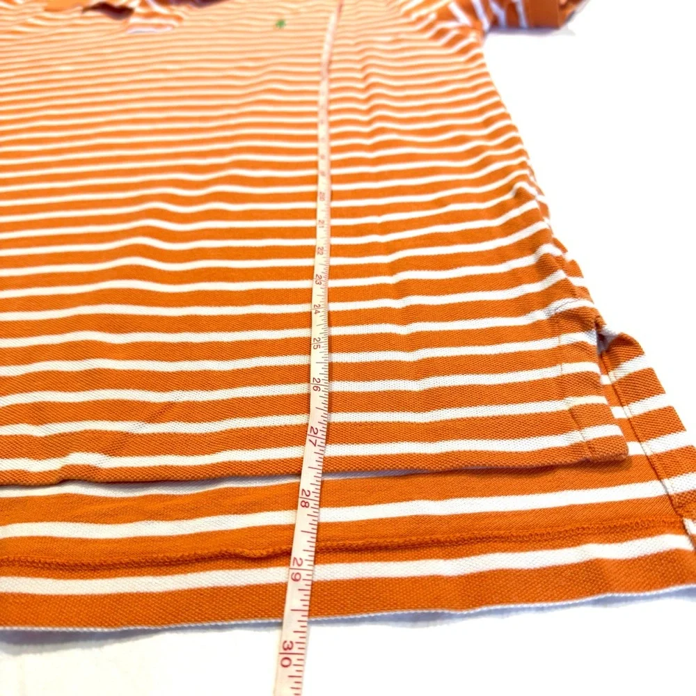 Polo Ralph Lauren Orange and White Striped Green Pony Short Sleeves Shirt Size L